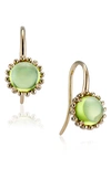 House Of Frosted Floral Drop Earrings In Gold/ Peridot
