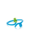 House Of Frosted Silver 0.50 Ct. Tw. Peridot Enamel Celine Ring In Blue/ Peridot