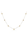 House Of Frosted Multi Stone Station Necklace In Silver/ Citrine