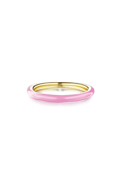 House Of Frosted Silver Enamel Lana Ring In Pink