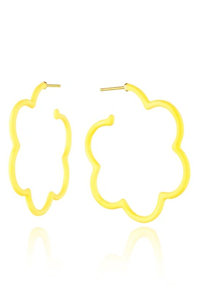 House Of Frosted Silver Enamel Ruthie Earrings In Yellow