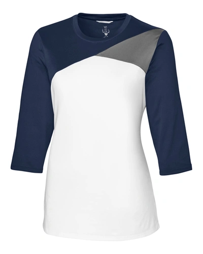 Cutter & Buck Cbuk Ladies' Swift Long-sleeve Colorblock Tee Shirt In Blue