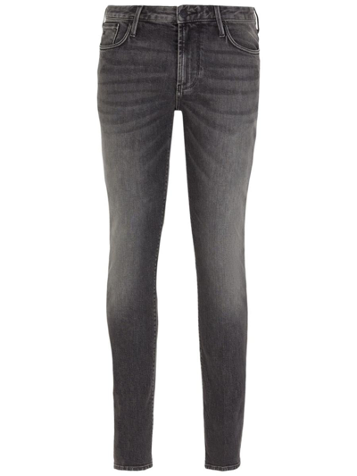 Emporio Armani Stretch Cotton Jeans In Black