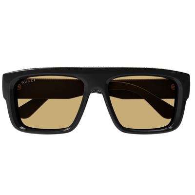 Gucci Eyewear Square Frame Sunglasses In Black Black Brown