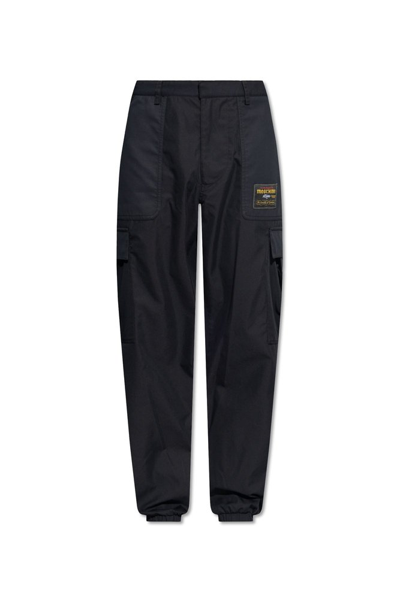Moschino Logo-patch Cargo Trousers In Black