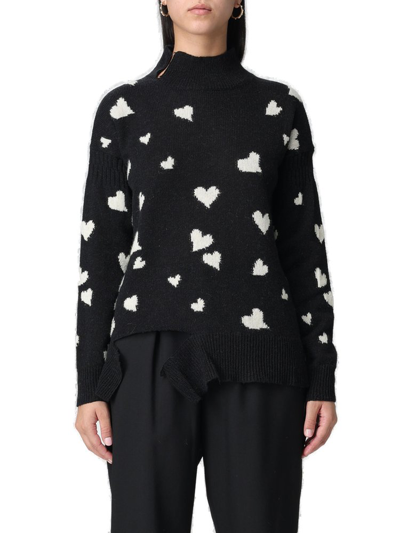 Marni Heart Intarsia Knitted Jumper In Black