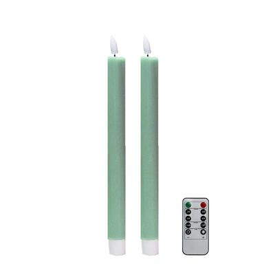 Addison Ross Sage Green Wax  Led Candles - Set Of 2