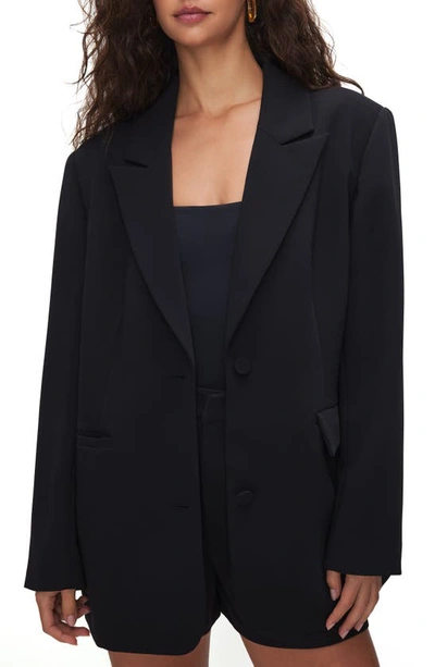 Good American Luxe Suiting Boyfriend Blazer Â€“ Black001 In Black