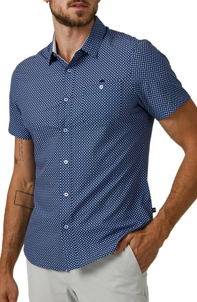 7 Diamonds Feel The Vibe Short Sleeve Performance Button-up Shirt In Navy