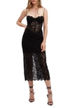 Bardot Olina Lace Corset Midi Dress In Black | ModeSens
