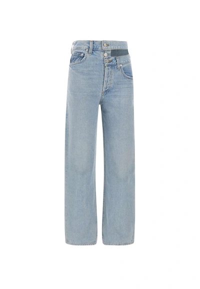 Agolde Straight Broken Waistband Jeans In Blue