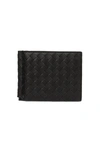 Bottega Veneta Card Holder With Money Clip In Black/black-nero Op