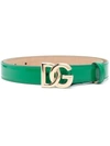 DOLCE & GABBANA DOLCE & GABBANA PATENT LEATHER BELT WITH LOGO PLAQUE
