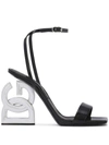 Dolce & Gabbana Keira 105 Dg Heel Sandals In Patent Leather In Black