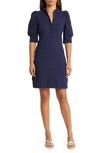 Lilly Pulitzer Elsey Popover Dress In True Navy Knit Pucker Jacquard