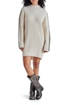 Steve Madden Gemma Whipstitch Long Sleeve Sweater Dress In White Cap