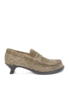 Loewe Terra Suede Kitten-heel Penny Loafers In Green