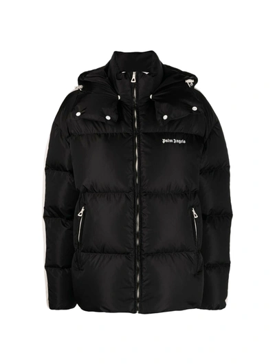 Palm Angels Down Jacket With Print In Black