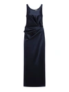 Fendi Gathered Silk Dress In Blue