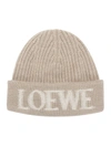 Loewe Embroidered Wool Beanie In Nude & Neutrals