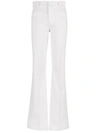 KUT FROM THE KLOTH ANA HIGH RISE FLARE WELT DOUBLE BUTTON IN WHITE