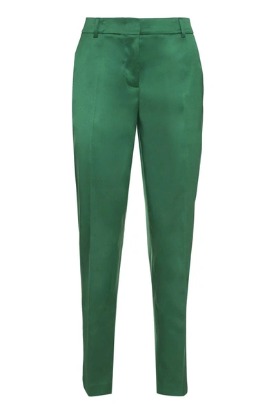 Boutique Moschino Straight Leg Satin Trousers In Green
