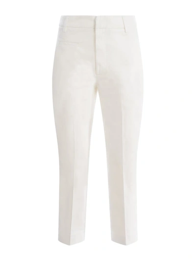 Dondup Trousers  Ariel In Stretch Cotton In Bianco