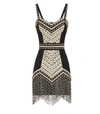 Elisabetta Franchi Minidress With Ethnic Embroidery And Two-tone Fringe In Black