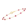 RS PURE BY ROSS-SIMONS PINK TOURMALINE BEAD STATION BRACELET IN 14KT YELLOW GOLD