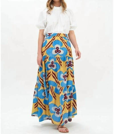 Oliphant Tiered Maxi Skirt In Mustard Patola In Multi