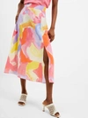 FRENCH CONNECTION ISADORA FARON DRAPE SLIP MIDI SKIRT IN SUMMER MULTI