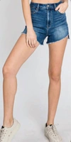 L.t.j. Step Up High Rise Shorts In Dark Denim In Blue