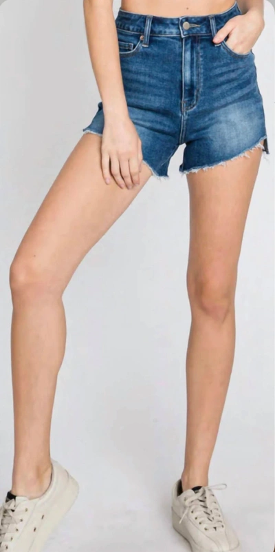 L.t.j. Step Up High Rise Shorts In Dark Denim In Blue