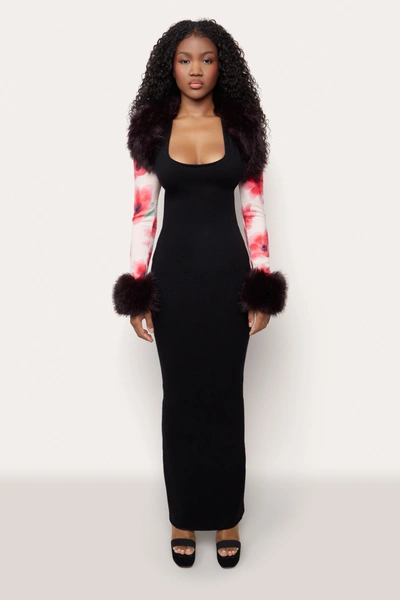 Danielle Guizio Ny Printed Faux Fur Bolero In Water Floral