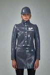 Courrèges Reedition Cropped Coated Cotton-blend Jacket In Black