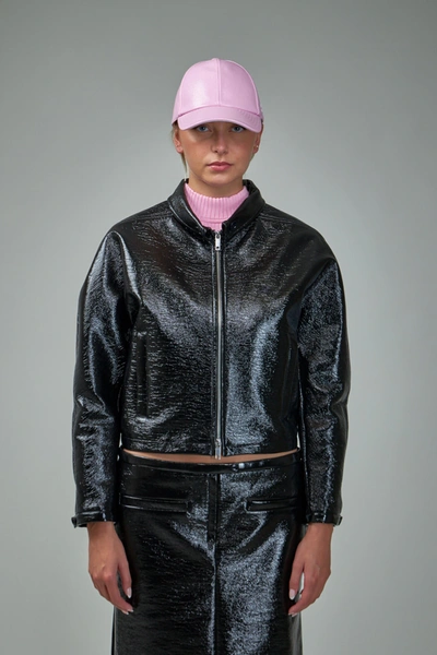 Courrèges Vinyl Zipped Bomber In Black