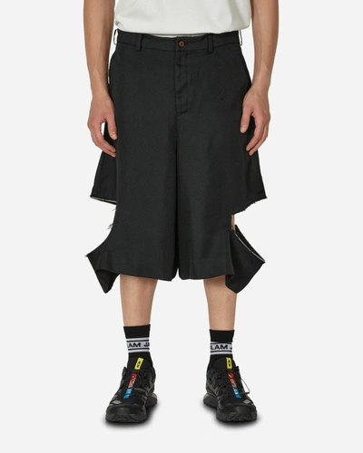 Comme Des Garcons Black Polyester Zip Shorts In Black