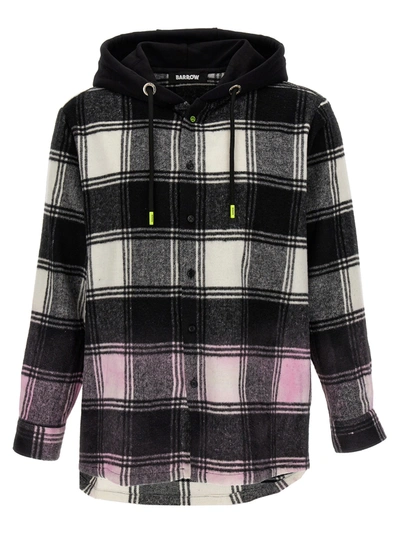 Barrow Flannel Shirt With Hood And Checked Pattern In Black