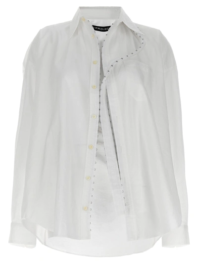 Y/PROJECT HOOK AND EYE SHIRT, BLOUSE WHITE