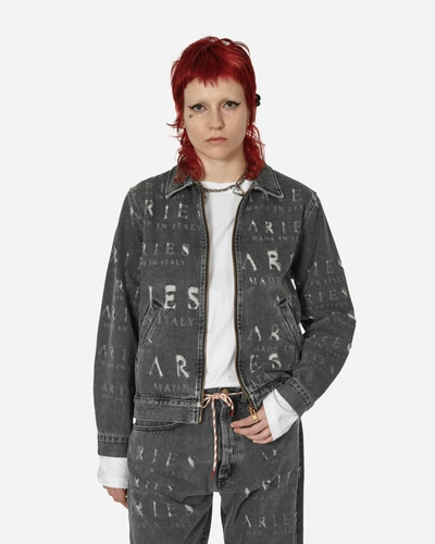 Aries Destroyed Zip Jean Jacket In Black