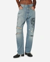 Aries Distressed-effect Wide-leg Jeans In Blue
