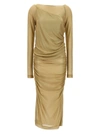Dolce & Gabbana Lurex Longuette Midi Dress With Detachable Sleeve In Gold
