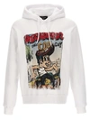 Dsquared2 Fleeced-cotton Crew-neck Sweatshirt With Print In White