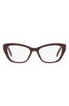 Prada 52mm Cat Eye Optical Glasses In Bordeaux