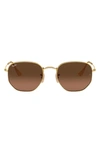 Ray Ban 48mm Gradient Small Irregular Sunglasses In Gold