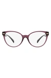 Versace 55mm Cat Eye Optical Glasses In Transparent Violet