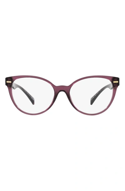 Versace 55mm Cat Eye Optical Glasses In Transparent Violet