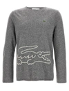 Comme Des Garçons Shirt X Lacoste Crew Neck Sweater In Gray