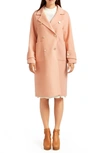 Belle & Bloom Rumour Has It Oversized Wool Blend Coat In Peach Fizz