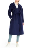 Belle & Bloom Boss Girl Double-breasted Lined Wool Coat In Midnight Blue